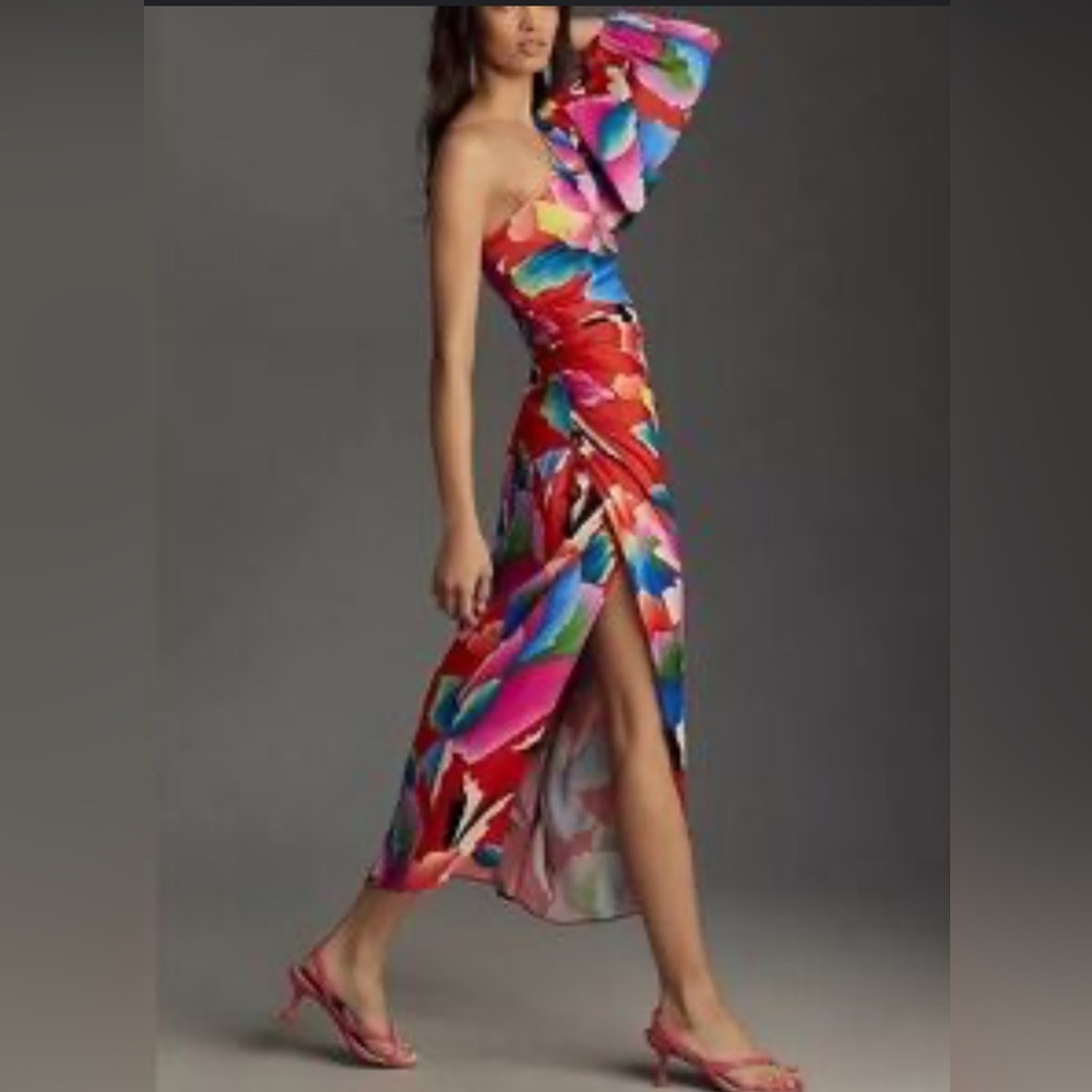 FARM Rio Vibrant One-Shoulder Dress Small